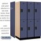 Salsbury Industries Wardrobe Locker, 45" W, 24" D, 76" H, (3) Wide, (6) Openings, Blue 22364BLU - alternate 6